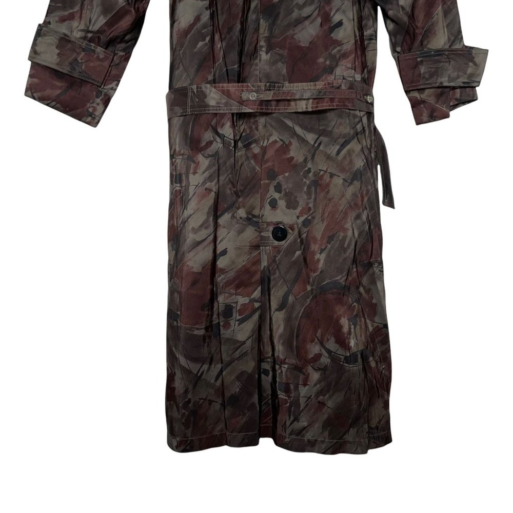 London Fog Vintage 1990's Abstract Wool Lined Long Trench Rain Coat 6 Petite - Picture 7 of 8